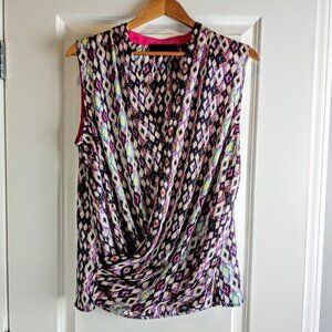P Luca Milano Aztec Sleeveless Mock Wrap Blouse